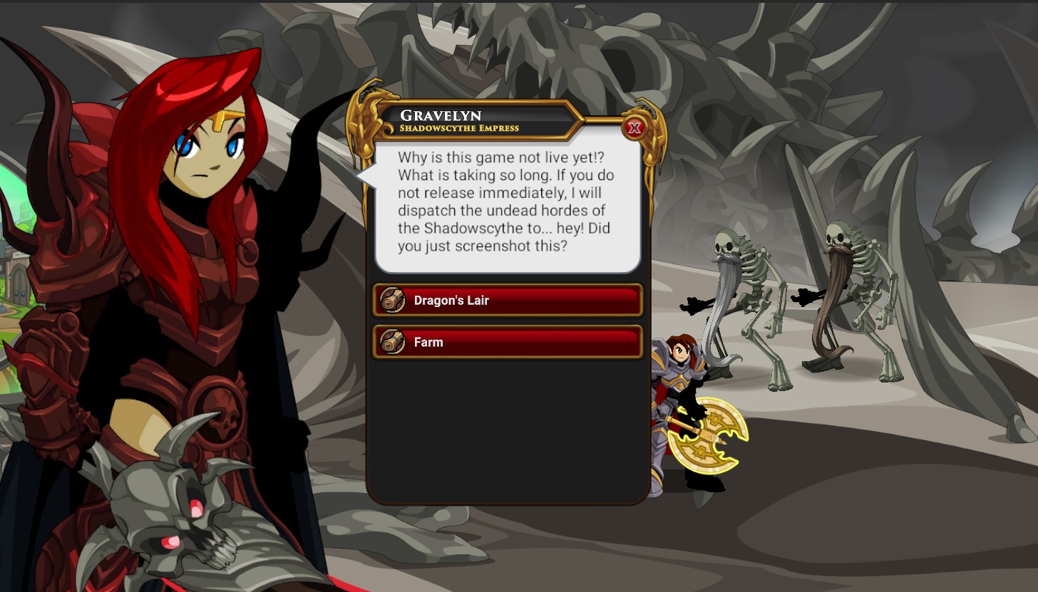 Gravelyn wants AQWorlds Infinity released NOW!